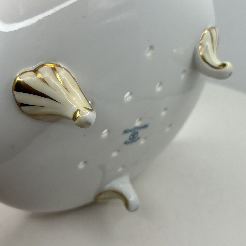 Nippon Hand‎ Painted Floral Berry Strainer Footed Gold Accents Vintage - Picture 5 of 8